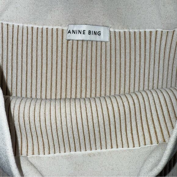 Anine Bing Julian Ribbed Knit Pencil Stretch Fitted Skirt in Ivory Cream - Picture 13 of 14